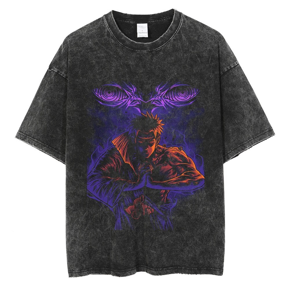 Morukai "Pain Rinnegan" Naruto Vintage Washed Oversized T-Shirt