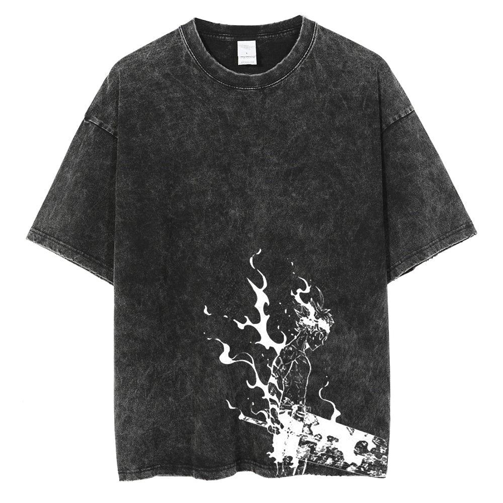 Morukai "Asta Staria Despair Eating Demon" Black Clover Vintage Washed Oversized T-Shirt
