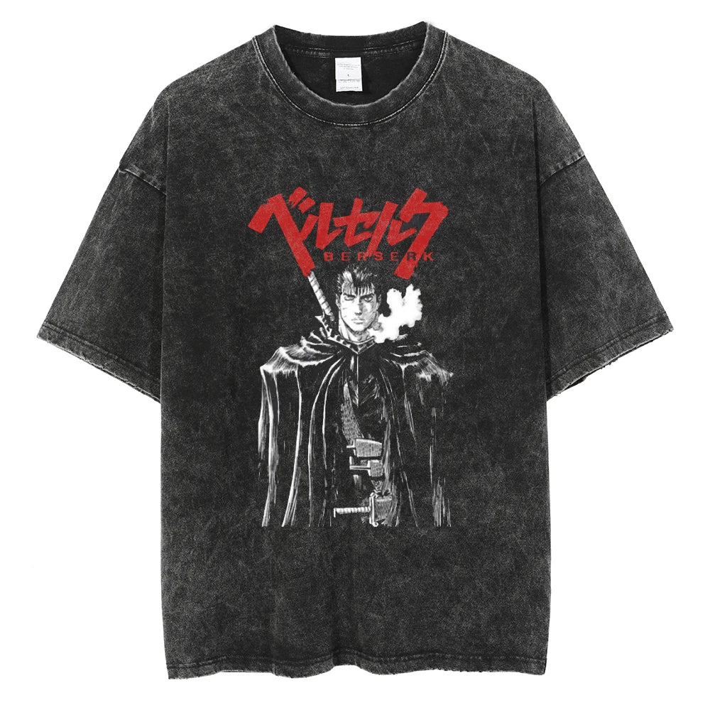 Morukai "Guts Black Swordsman" Berserk Vintage Washed Oversized T-Shirt V2