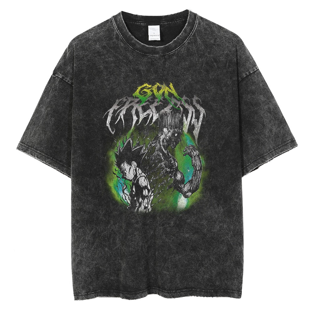 Morukai "Gon Freecs Adult Form" Hunter x Hunter Vintage Washed Oversized T-Shirt