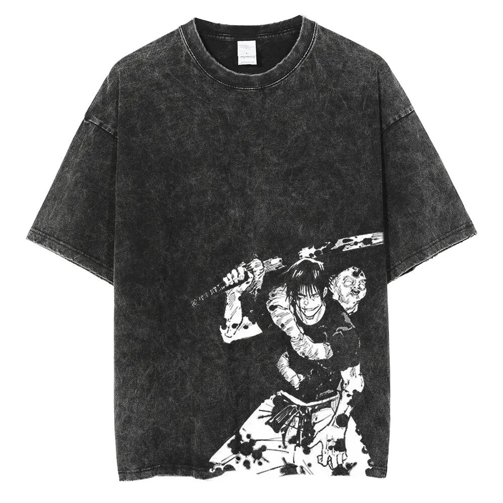 Morukai "Toji Fushiguro Sorcerer Killer" Jujutsu Kaisen Vintage Washed Oversized T-Shirt V1