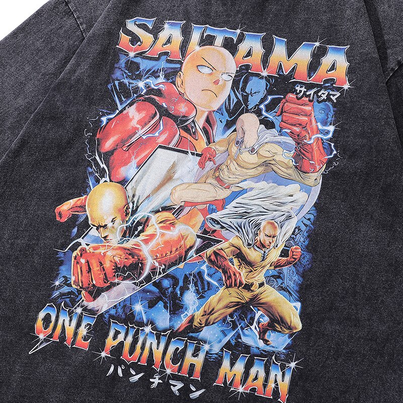 Morukai "Saitama Bald Cape" One Punch Man Vintage Washed Oversized T-Shirt V2