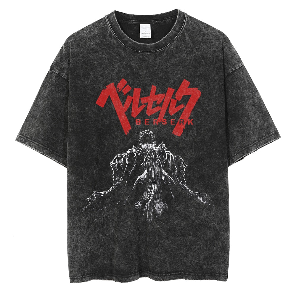Morukai "Guts Black Swordsman" Berserk Vintage Washed Oversized T-Shirt V5