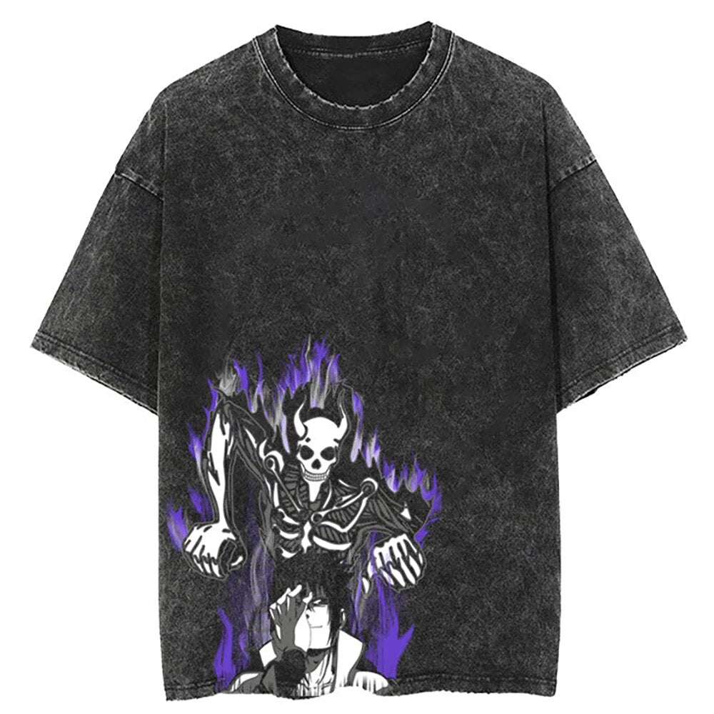 Morukai "Sasuke Uchiha Skeleton Susanoo" Naruto Vintage Washed Oversized T-Shirt