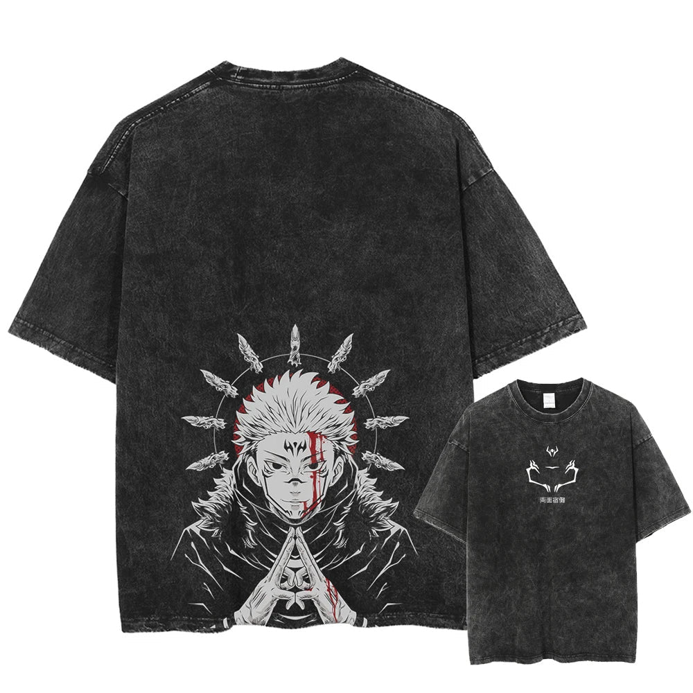 Morukai "Ryomen Sukuna King of Curses" Jujutsu Kaisen Vintage Washed Oversized T-Shirt V2
