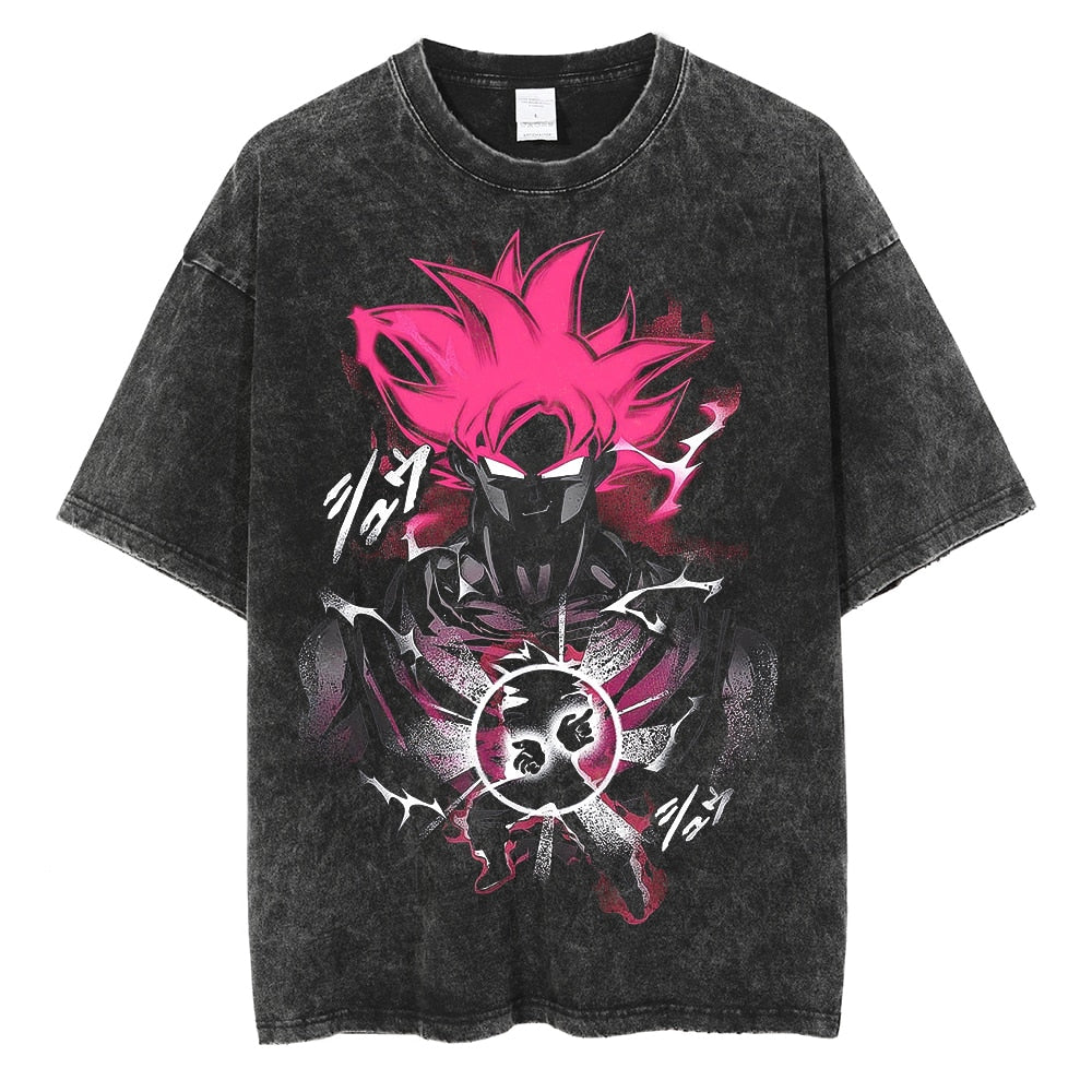 Morukai "Super Saiyan Goku Kamehameha" Dragon Ball Vintage Washed Oversized T-Shirt