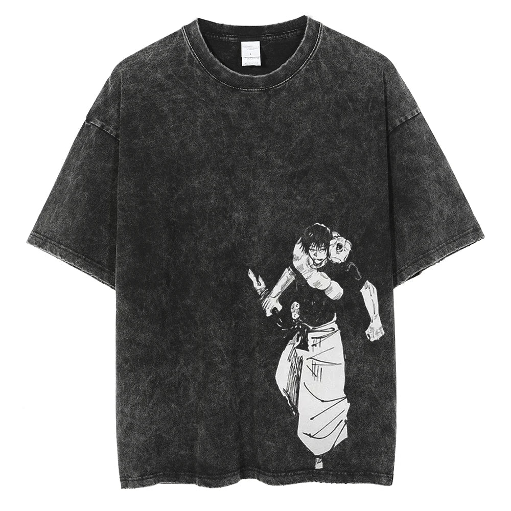 Morukai "Toji Fushiguro Sorcerer Killer" Jujutsu Kaisen Vintage Washed Oversized T-Shirt V2