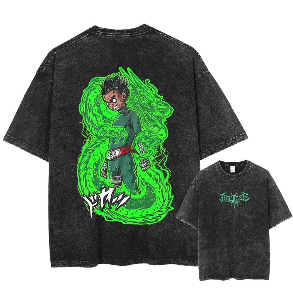Morukai "Rock Lee Eight Gates" Naruto Vintage Washed Oversized T-Shirt V2