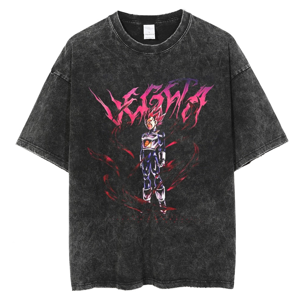 Morukai "Super Saiyan Rosé Vegeta Black" Dragon Ball Vintage Washed Oversized T-Shirt