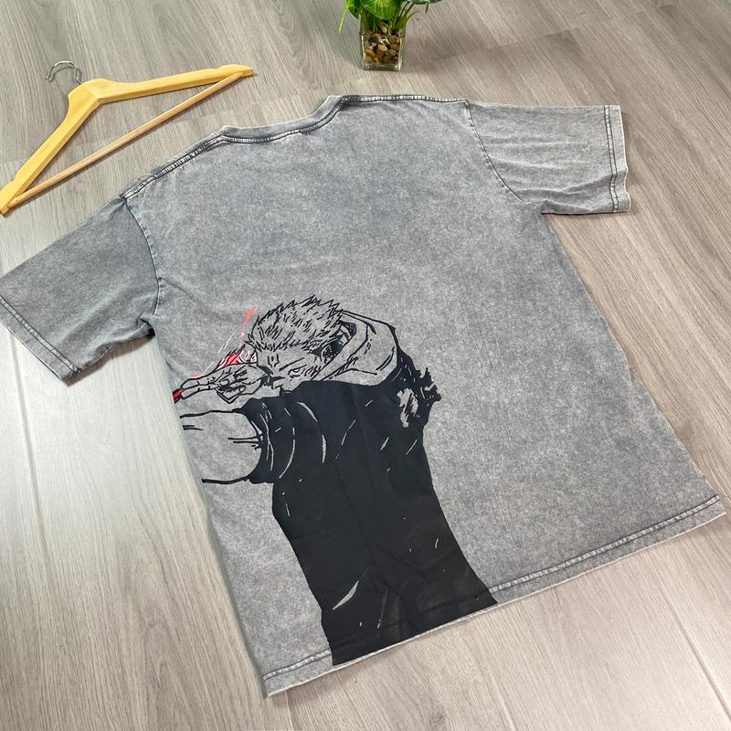 Morukai "Ryomen Sukuna Divine Flame" Jujutsu Kaisen Vintage Washed Oversized T-Shirt