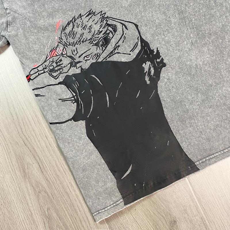 Morukai "Ryomen Sukuna Divine Flame" Jujutsu Kaisen Vintage Washed Oversized T-Shirt