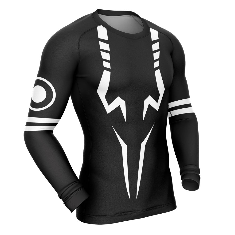 Morukai "Sukuna White Marks Jujutsu Kaisen Long Sleeve Rash Guard Compression