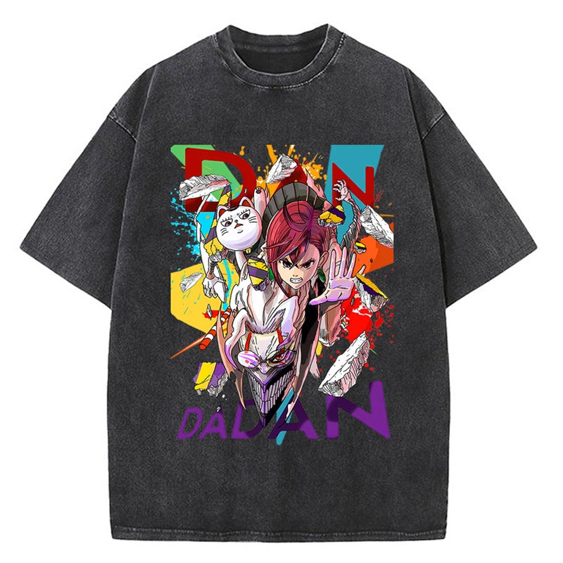 Morukai "Momo Ayase & Okarun" Dandadan Vintage Washed Oversized T-Shirt