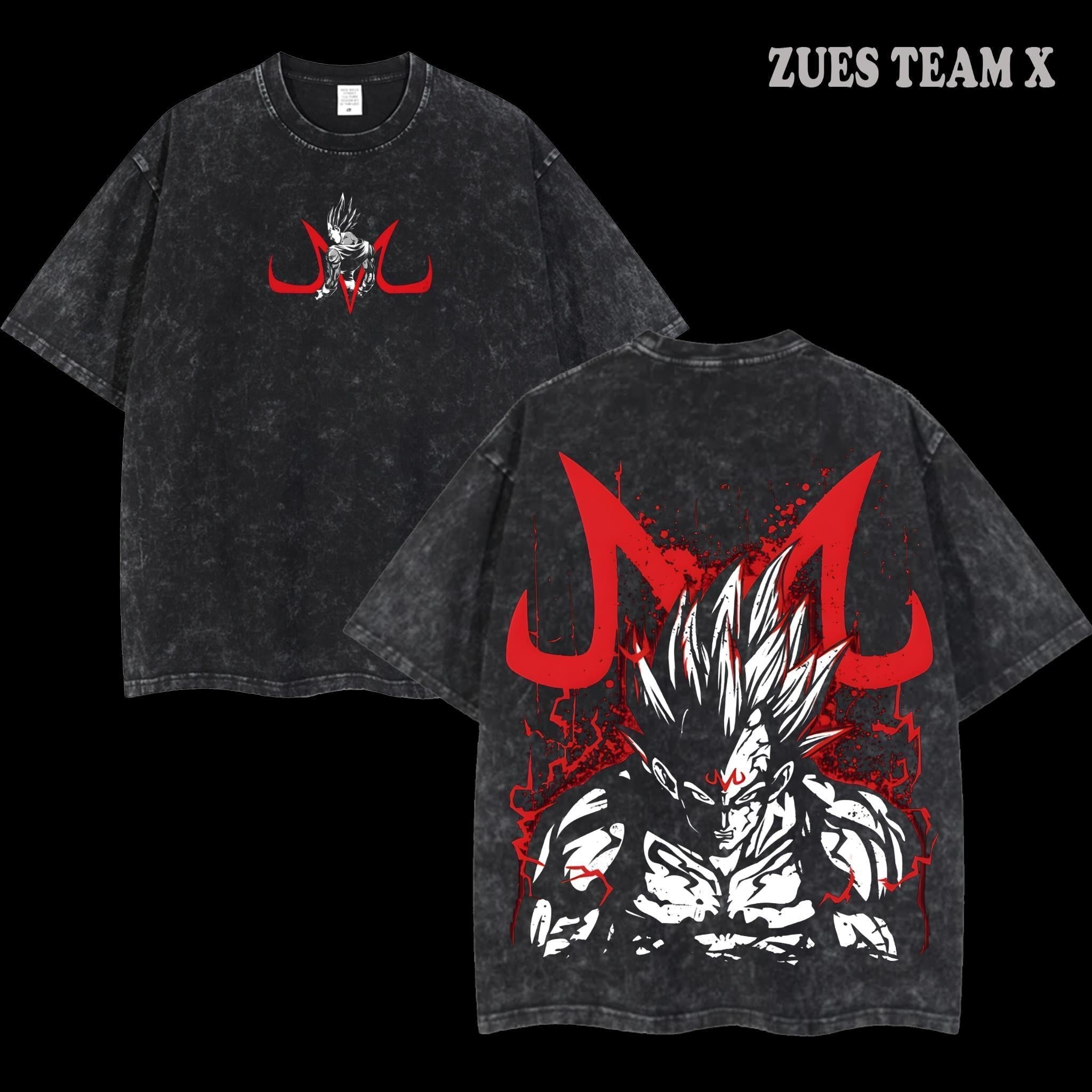 Morukai "Super Saiyan Majin Vegeta" Dragon Ball Vintage Washed Oversized T-Shirt V1