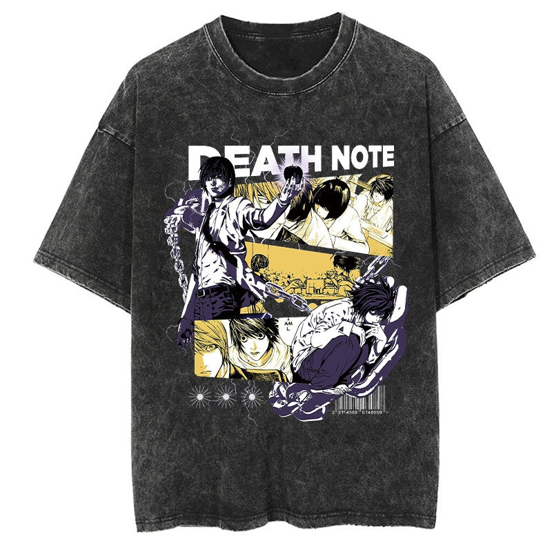 Morukai "L Lawliet & Light Yagami" Death Note Vintage Washed Oversized T-Shirt