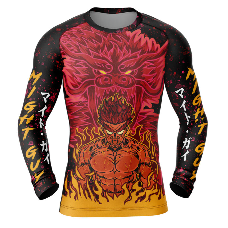 Morukai "Might Guy Red Beast of Konoha" Naruto Long Sleeve Rash Guard Compression