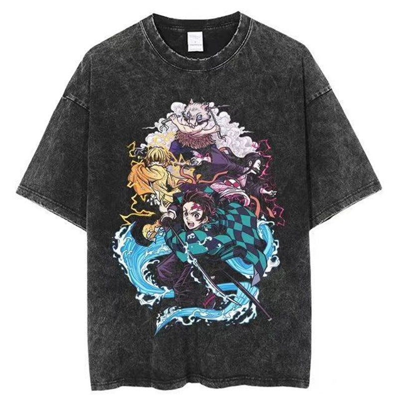 Morukai "Demon Slayer Cast" Demon Slayer Kimetsu no Yaiba Vintage Washed Oversized T-Shirt