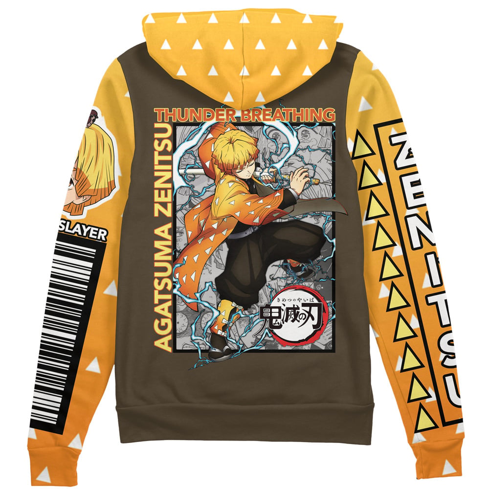 Morukai "Zenitsu Agatsuma" Demon Slayer: Kimetsu no Yaiba Streetwear Zip Hoodie Jacket