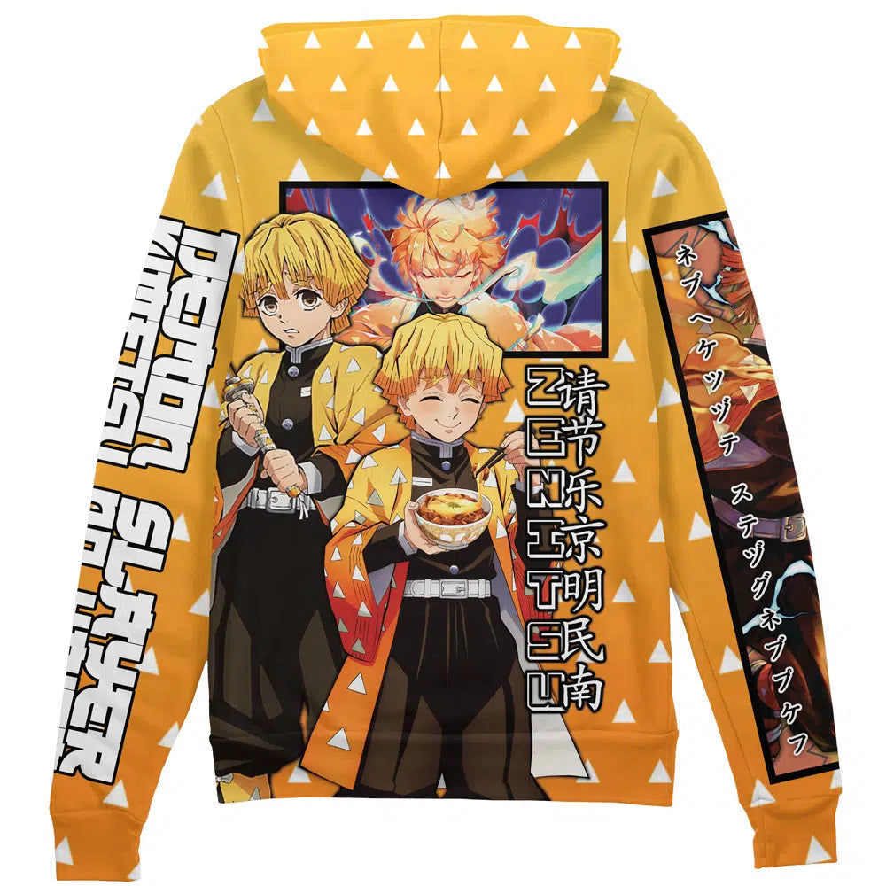 Morukai "Zenitsu Agatsuma Haori" Demon Slayer: Kimetsu no Yaiba Streetwear Zip Hoodie Jacket