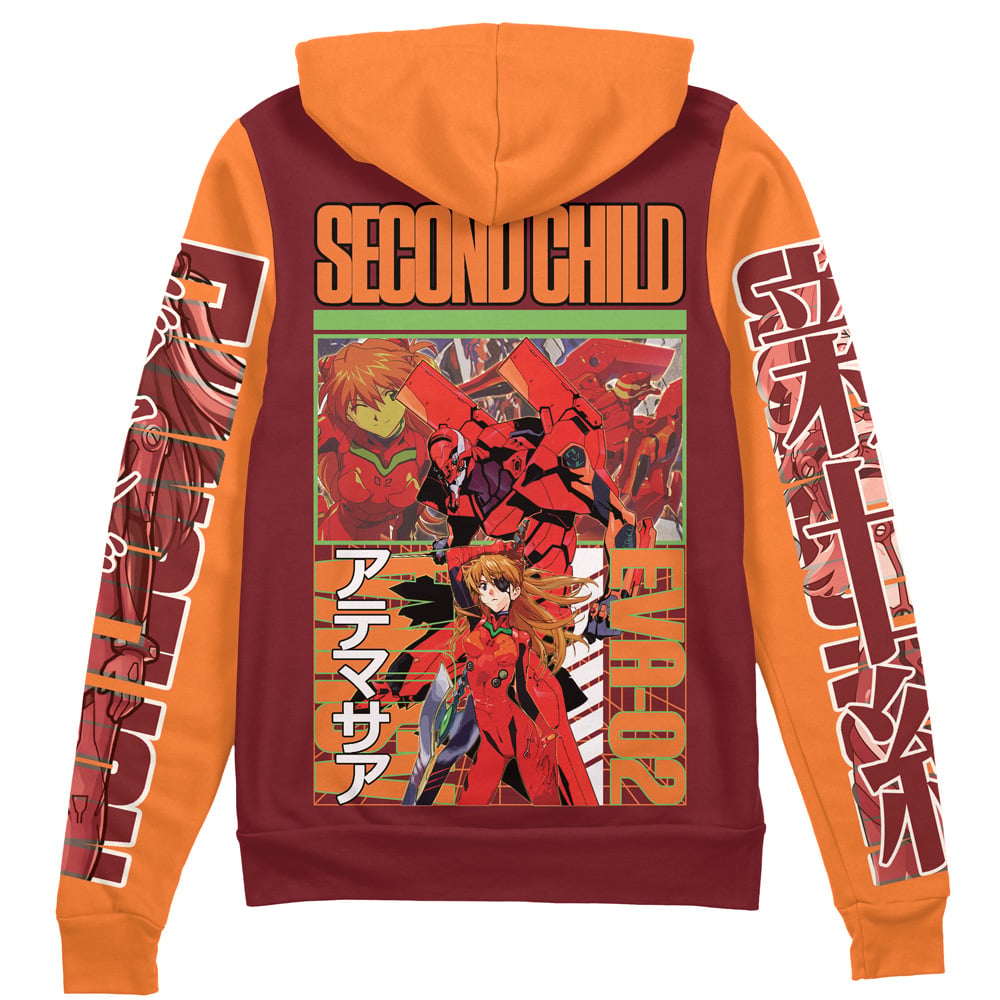 Morukai "Asuka Langley Sohryu x Eva 02 Neon Genesis Evangelion Streetwear Zip Hoodie Jacket