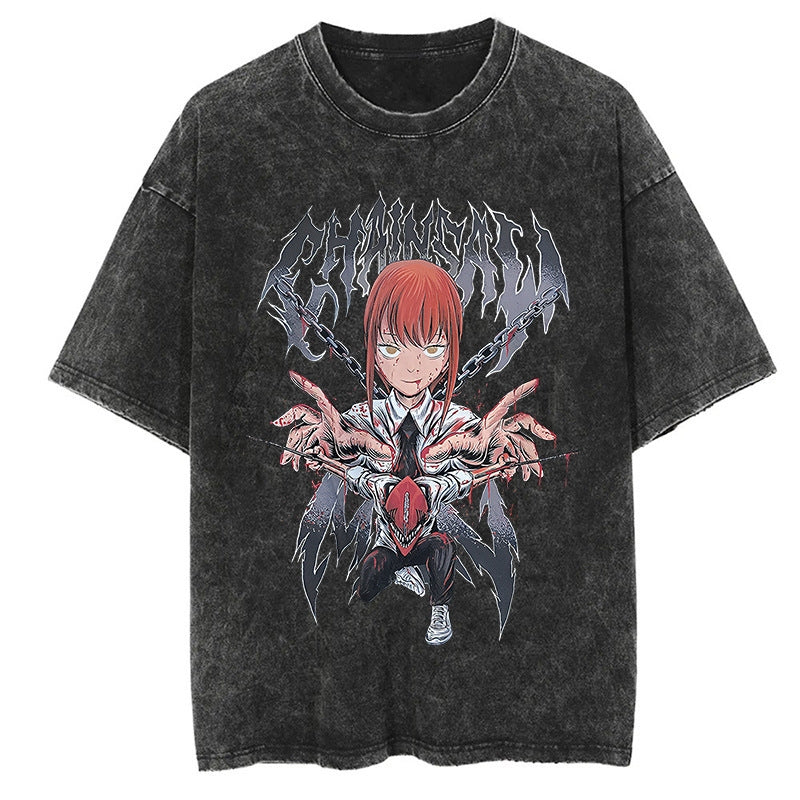 Morukai "Control" Chainsaw Man Vintage Washed Oversized T-Shirt