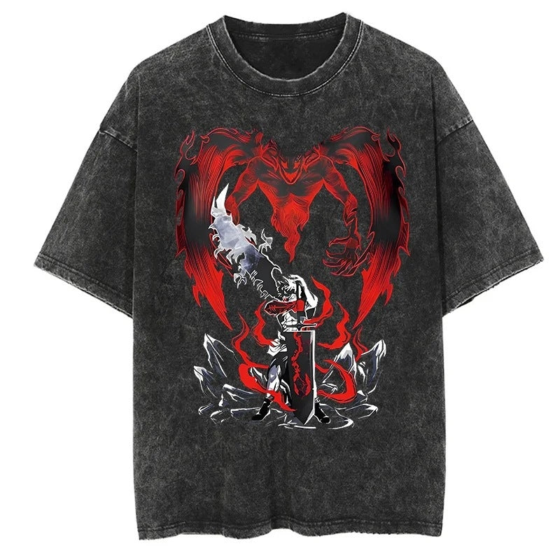 Morukai "Asta" Black Clover Vintage Washed Oversized T-Shirt