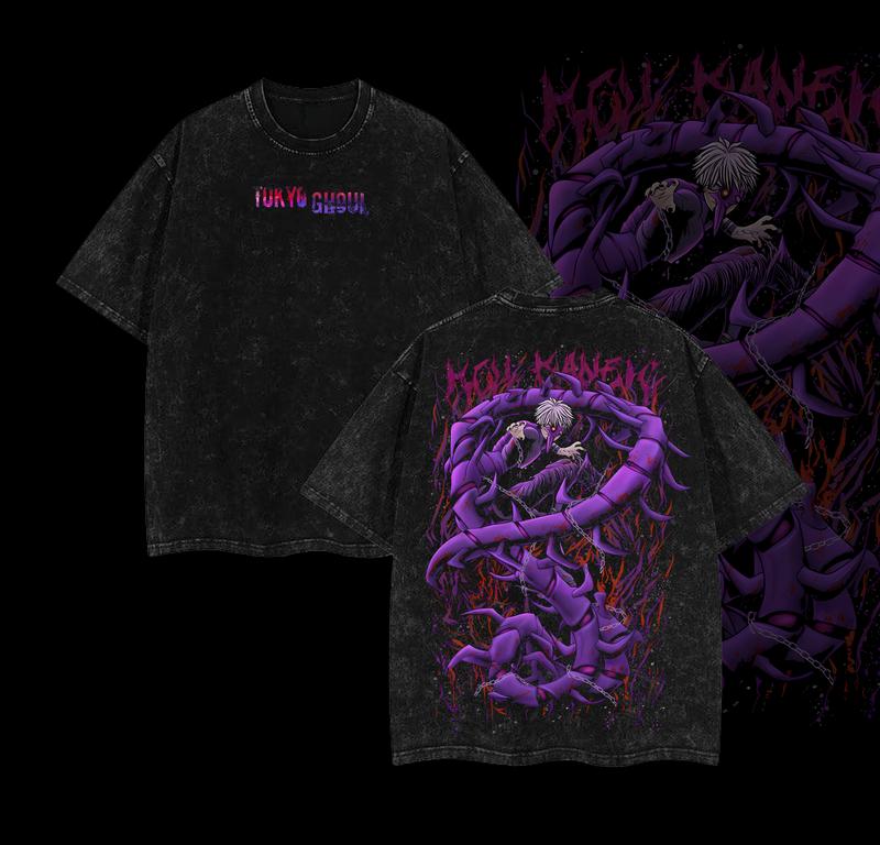 Morukai "Ken Kaneki Half-Kakuja Form" Tokyo Ghoul Vintage Washed Oversized T-Shirt