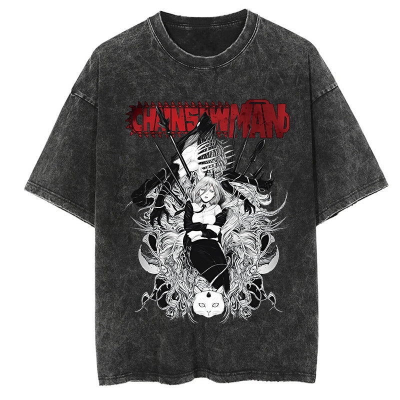 Morukai "Power" Chainsaw Man Vintage Washed Oversized T-Shirt