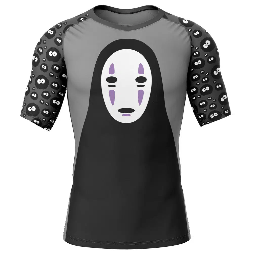 Morukai "No Face" Spirited Away Short Sleeve Rash Guard Compression Shirt
