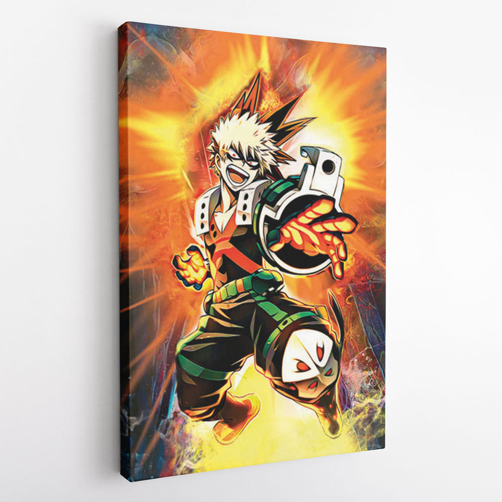 Morukai "Blazing Bakugo My Hero Academia Vertical Canvas Print Wall Art