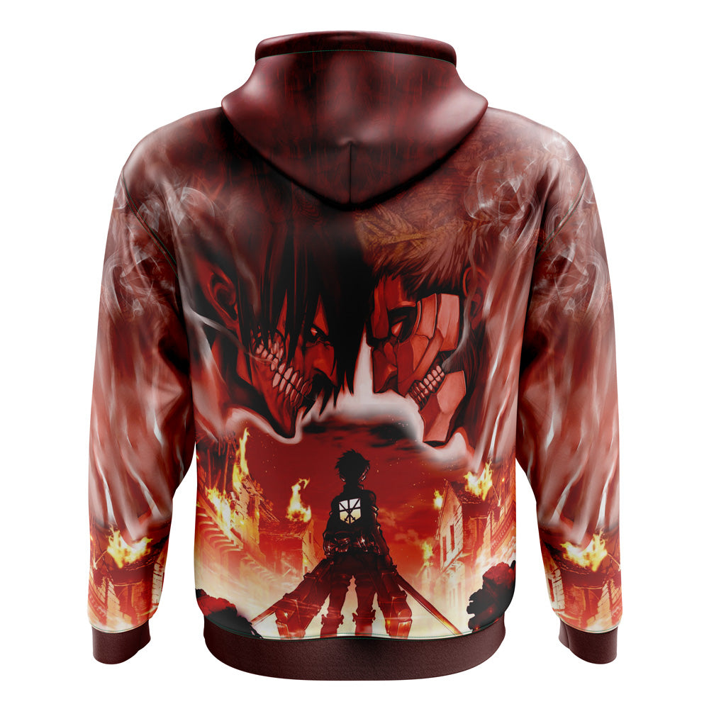 Morukai "Burning" Attack on Titan Streetwear Zip Hoodie Jacket