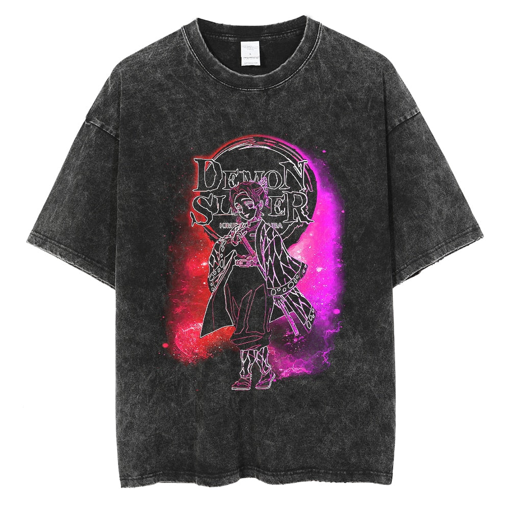 Morukai "Shinobu Kocho Insect Pillar" Demon Slayer: Kimetsu no Yaiba Vintage Washed Oversized T-Shirt