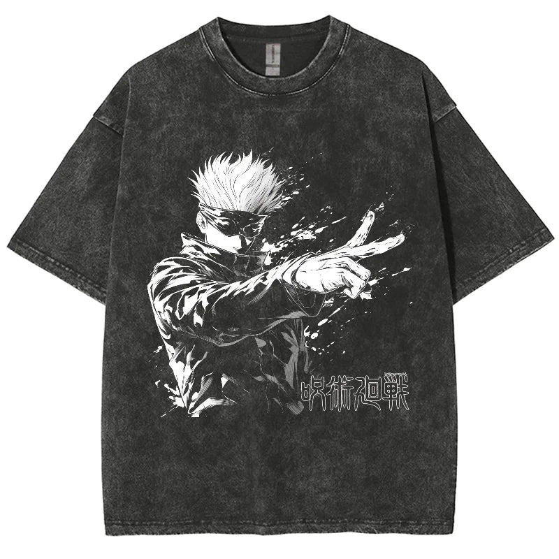 Morukai "Satoru Gojo Hollow Technique" Jujutsu Kaisen Vintage Washed Oversized T-Shirt