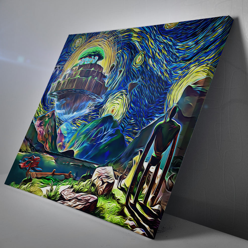 Morukai "Castle in the Sky Starry Night Studio Ghibli Canvas Print Wall Art