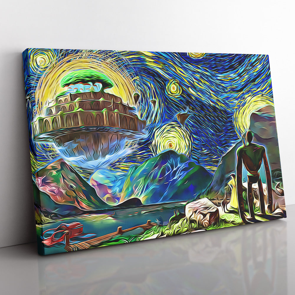 Morukai "Castle in the Sky Starry Night Studio Ghibli Canvas Print Wall Art
