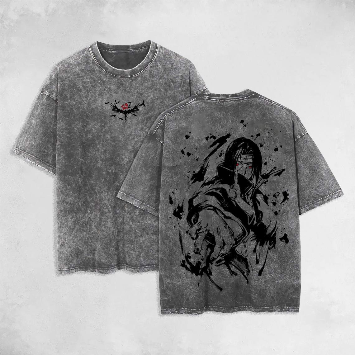 Morukai "Itachi Uchiha Sharingan" Naruto Vintage Washed Oversized T-Shirt