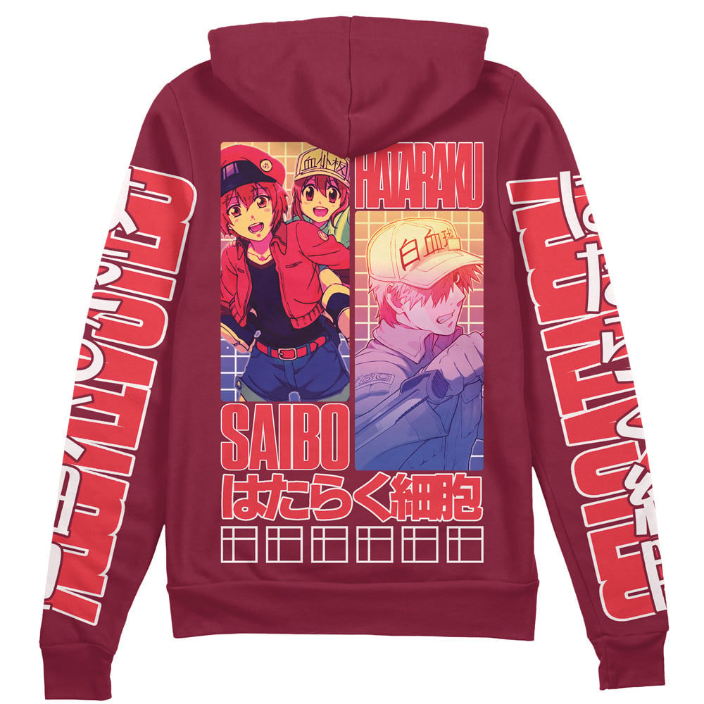 Morukai "Red Blood Cell" Cells at Work! Streetwear Zip Hoodie Jacket