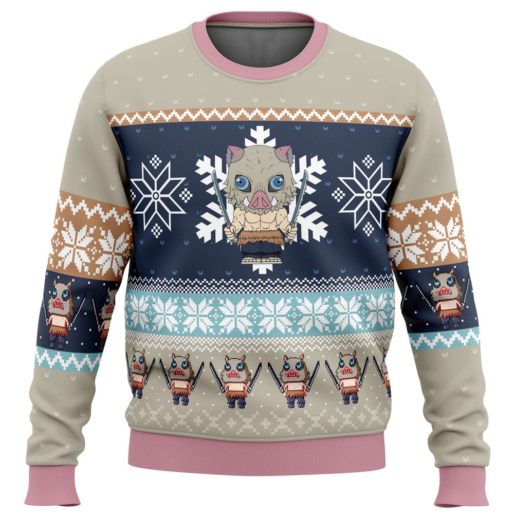 Morukai "Chibi Christmas Inosuke Hashibira" Demon Slayer: Kimetsu no Yaiba Ugly Sweater
