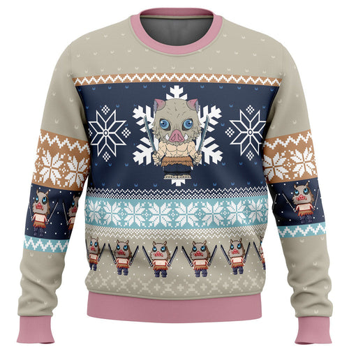 Morukai "Chibi Christmas Inosuke Hashibira" Demon Slayer: Kimetsu no Yaiba Ugly Sweater