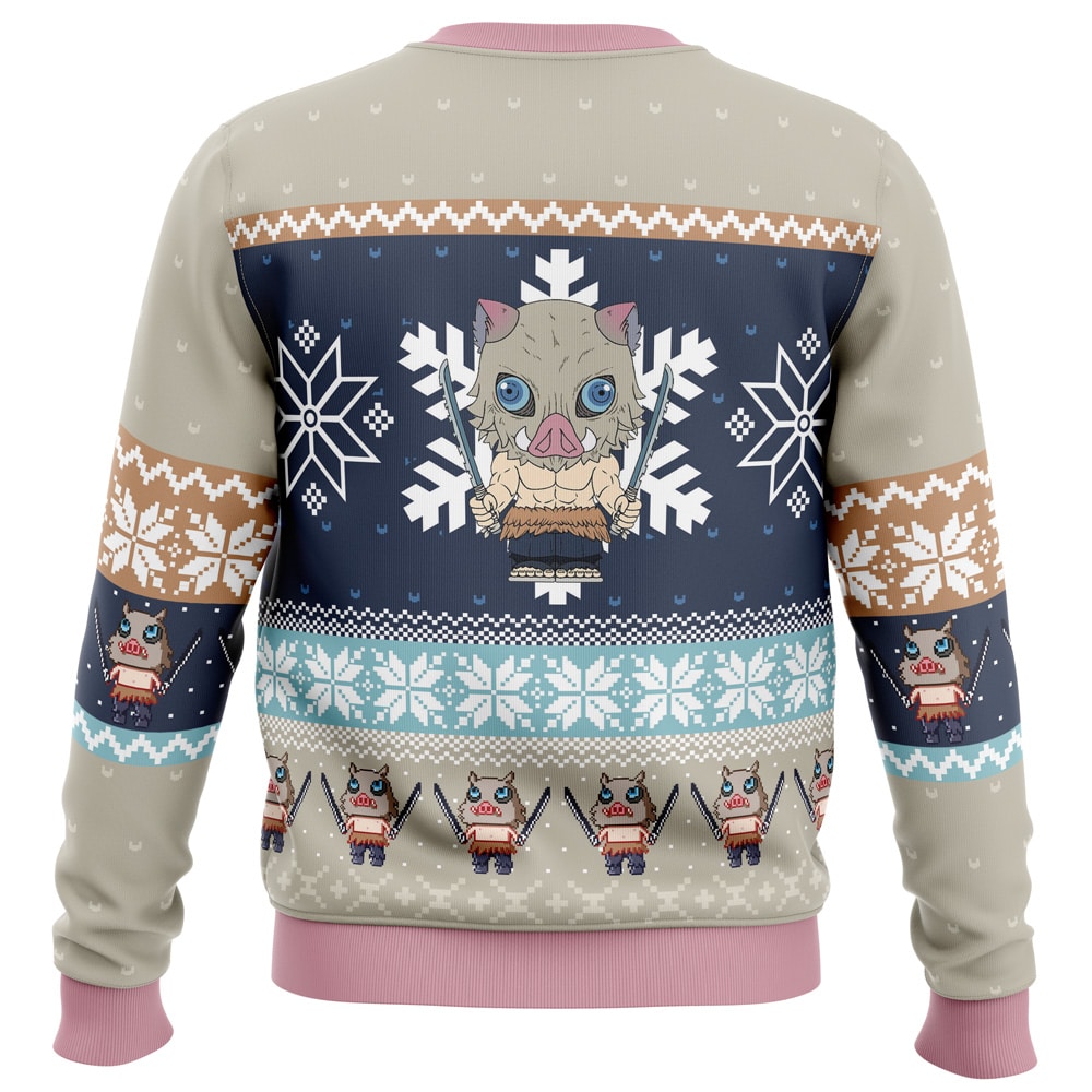 Morukai "Chibi Christmas Inosuke Hashibira" Demon Slayer: Kimetsu no Yaiba Ugly Sweater
