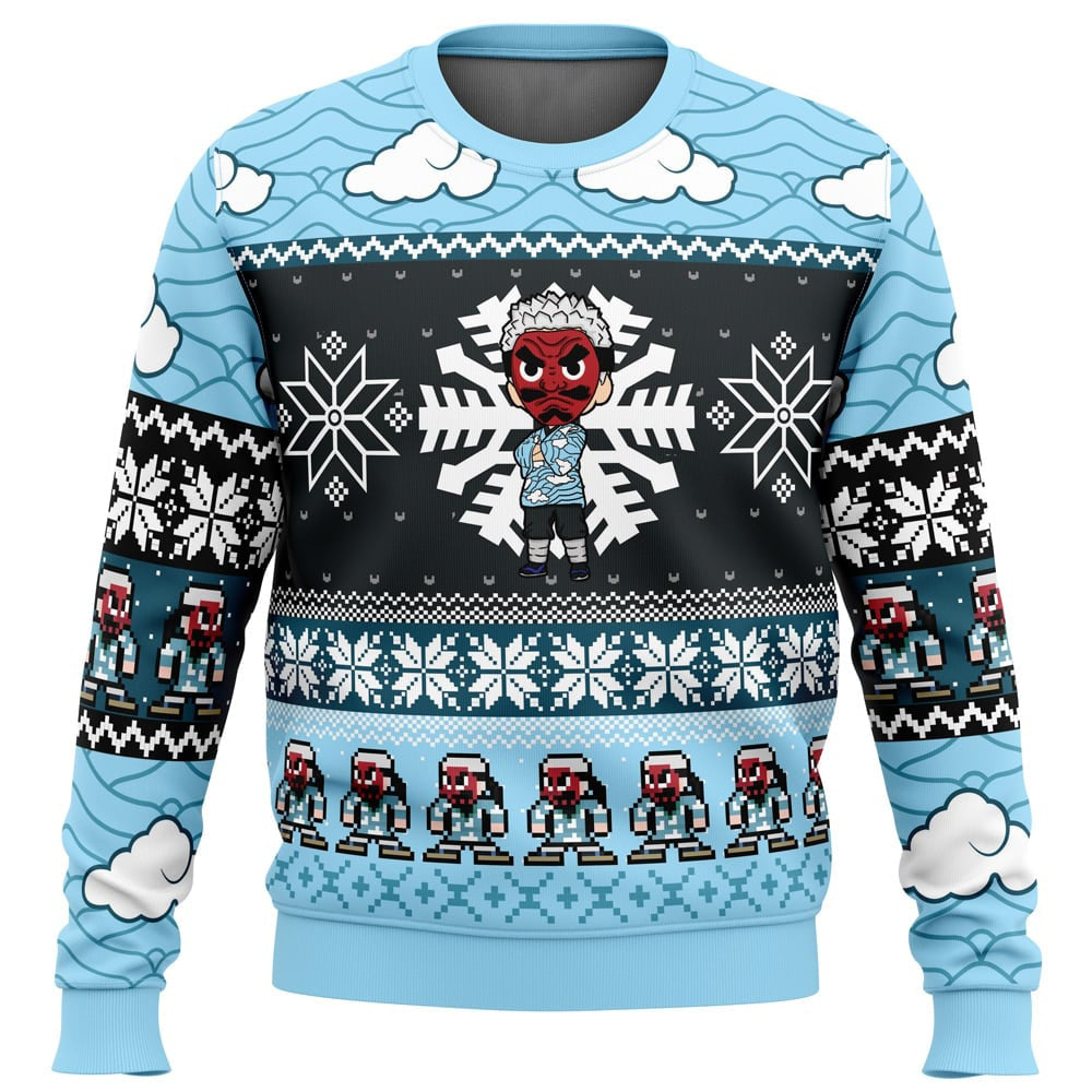 Morukai "Chibi Christmas Urokodaki Sakonji Demon Slayer Ugly Sweater