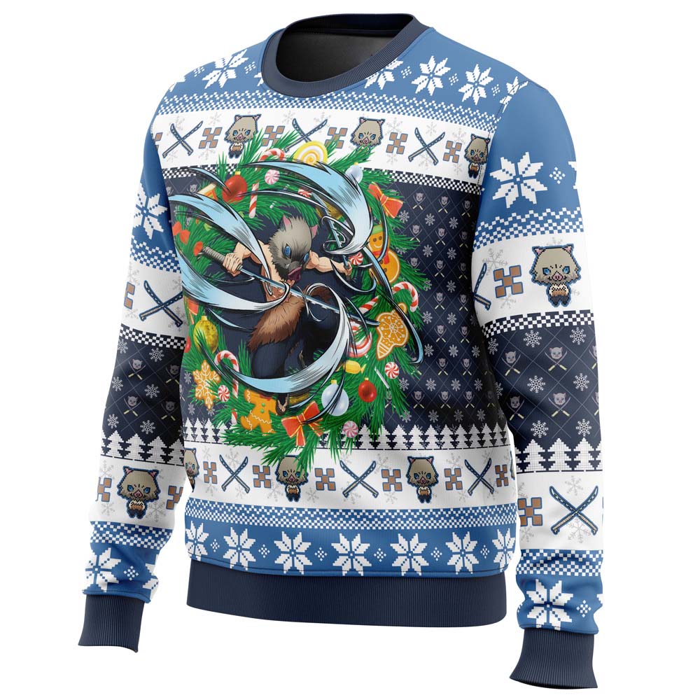 Morukai "Christmas Inosuke Hashibira" Demon Slayer: Kimetsu no Yaiba Ugly Sweater