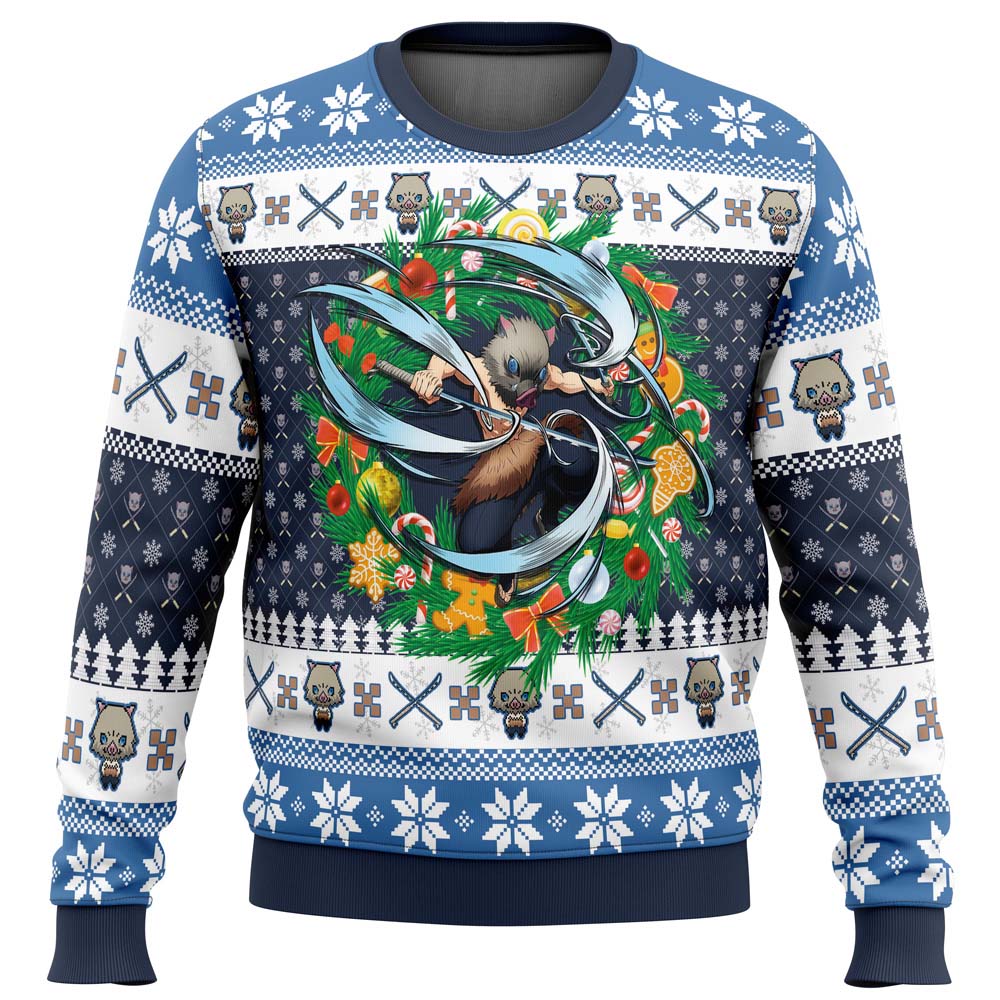 Morukai "Christmas Inosuke Hashibira" Demon Slayer: Kimetsu no Yaiba Ugly Sweater
