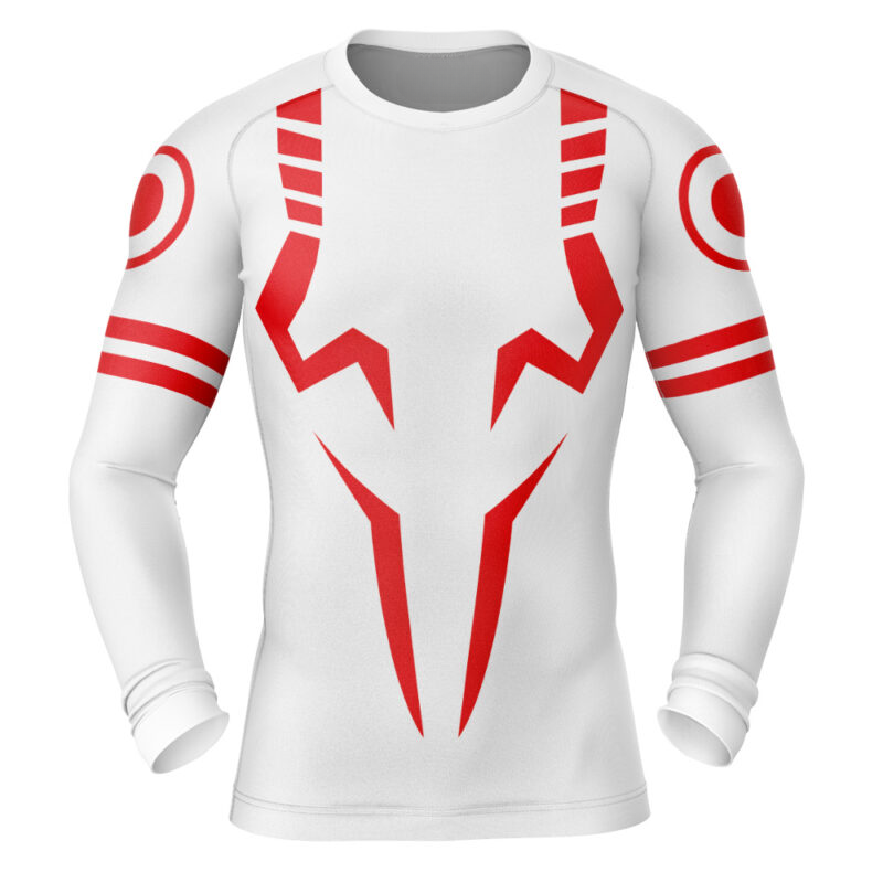 Morukai "White Sukuna Jujutsu Kaisen Long Sleeve Rash Guard Compression