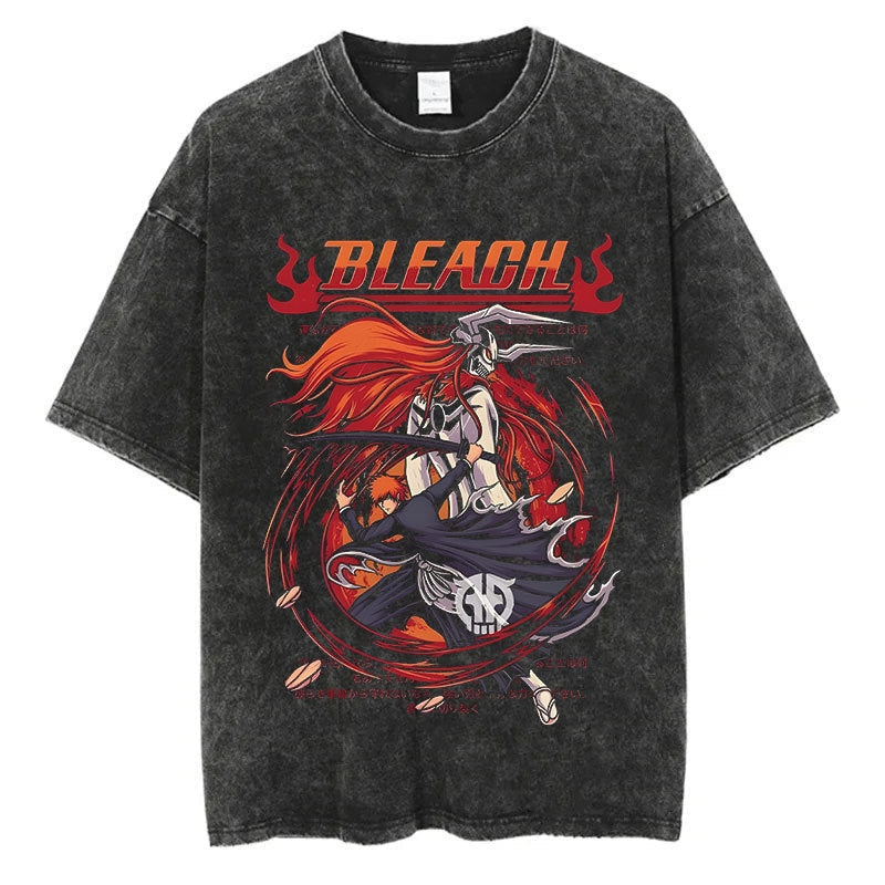 Morukai "Ichigo Kurosaki & Vasto Lorde Ichigo" Bleach Vintage Washed Oversized T-Shirt