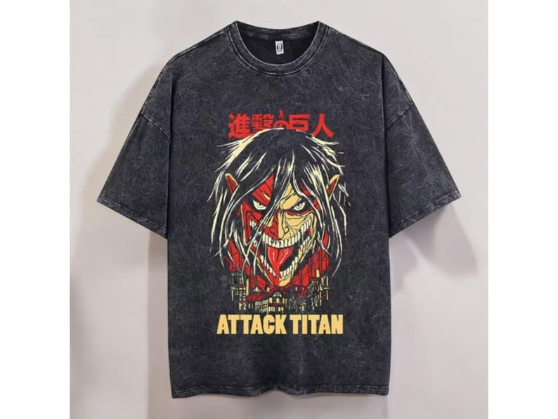 Morukai "Eren Yeager Attack Titans Power" Attack on Titan Vintage Washed Oversized T-Shirt V1