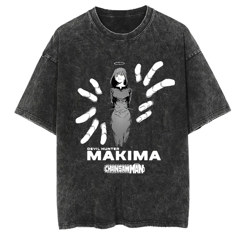 Morukai "Makima" Chainsaw Man Vintage Washed Oversized T-Shirt