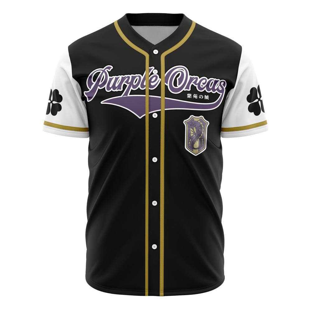 Morukai "Purple Orcas Black Clover Baseball Jersey