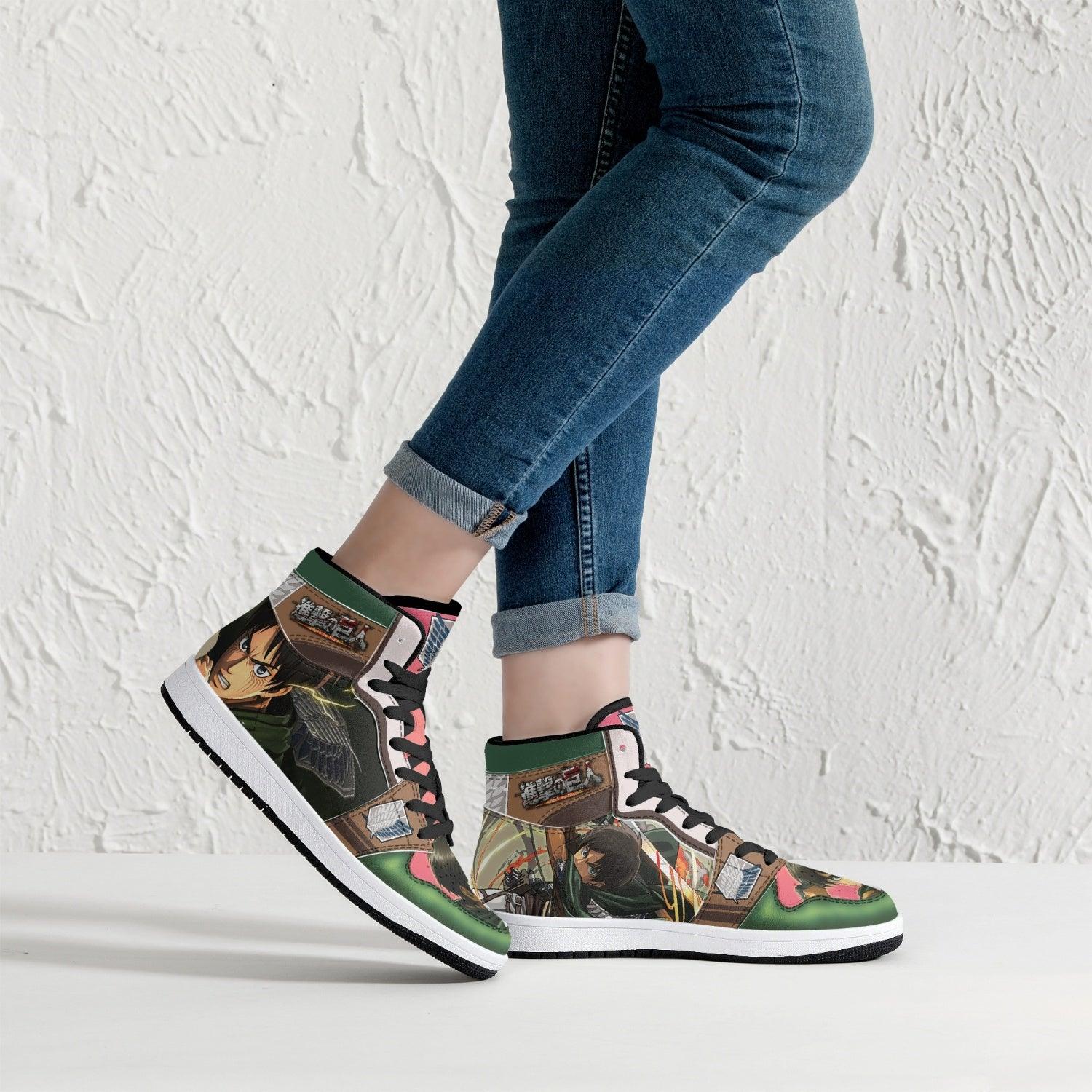 Morukai "Eren Yeager Survey Corps Shingeki no Kyojin Mid 1 Basketball Shoes