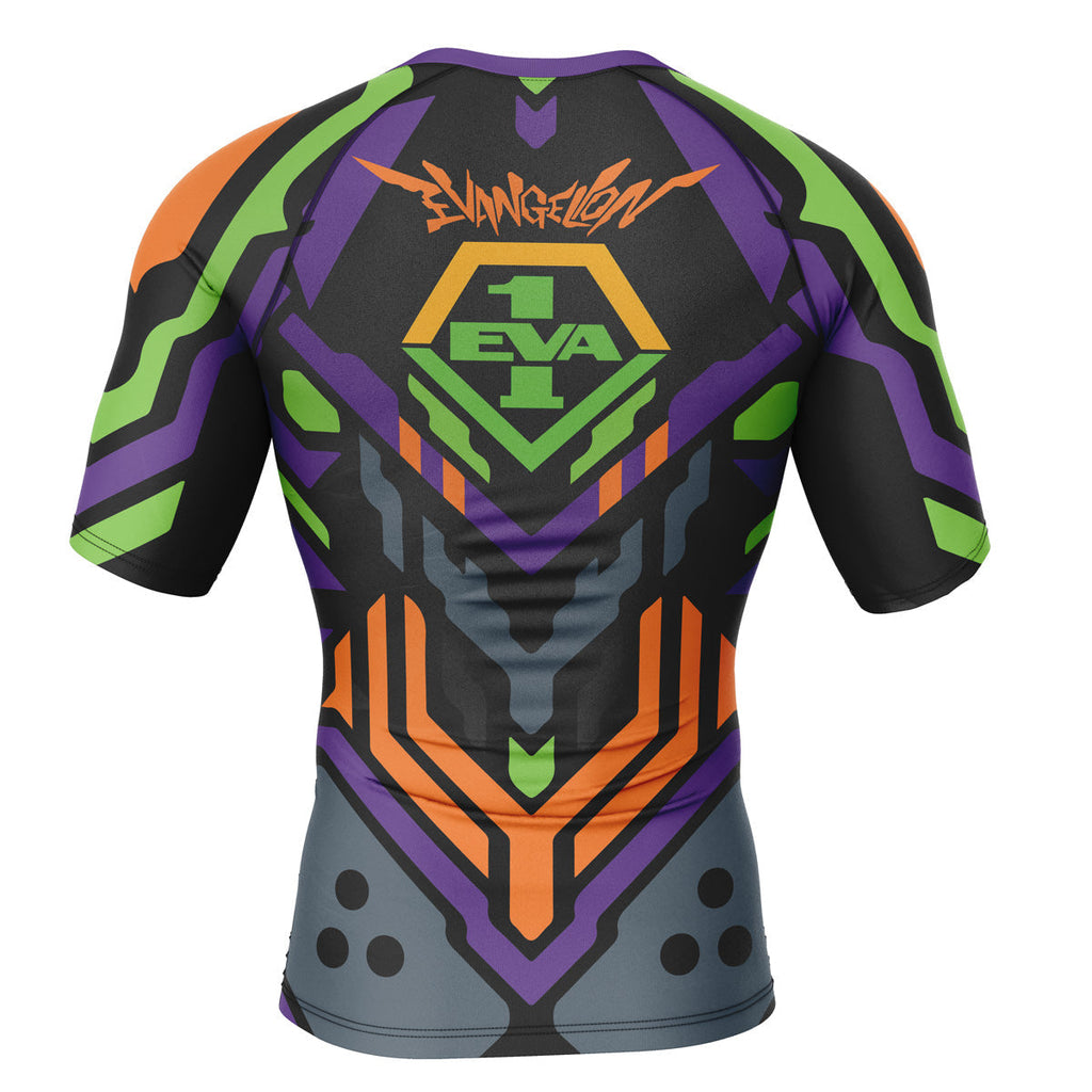 Morukai "Eva 01 Evangelion Short Sleeve Rash Guard Compression Shirt